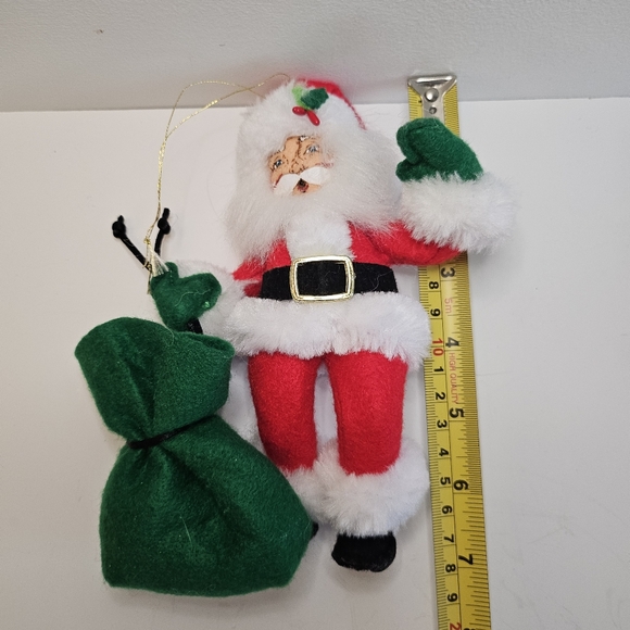 Annalee Santa Claus Christmas doll ornament Stuffed felt green bag 2016 - Picture 6 of 8